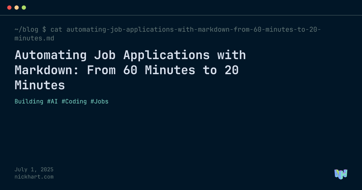 Automating Job Applications with Markdown: From 60 Minutes to 20 Minutes